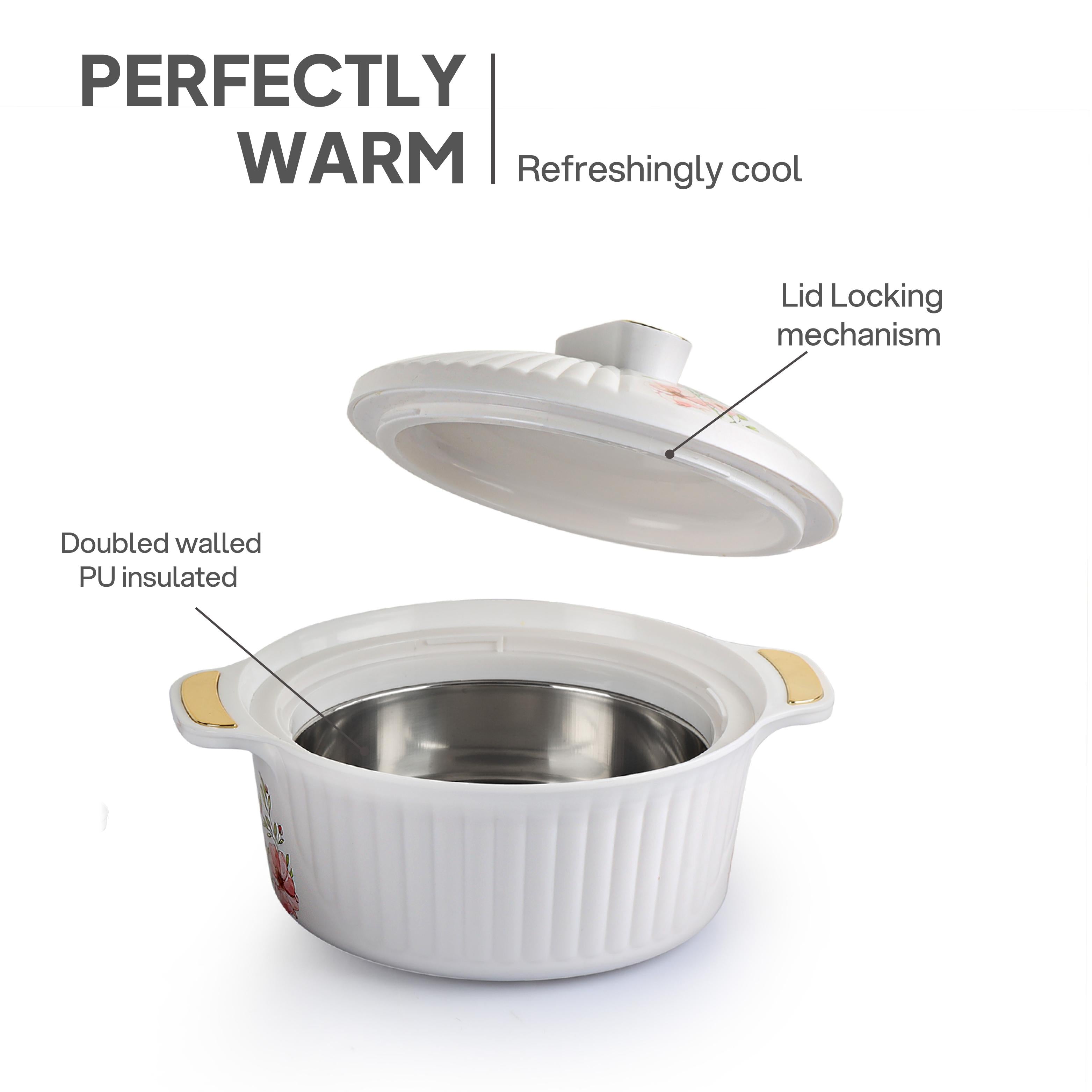 Sonet Insulated Casserole, Set of 3, 500ml+1000ml+1500ml White / 500ml+1000ml+1500ml