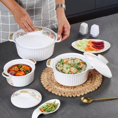 Sonet Insulated Casserole, Set of 3, 500ml+1000ml+1500ml White / 500ml+1000ml+1500ml