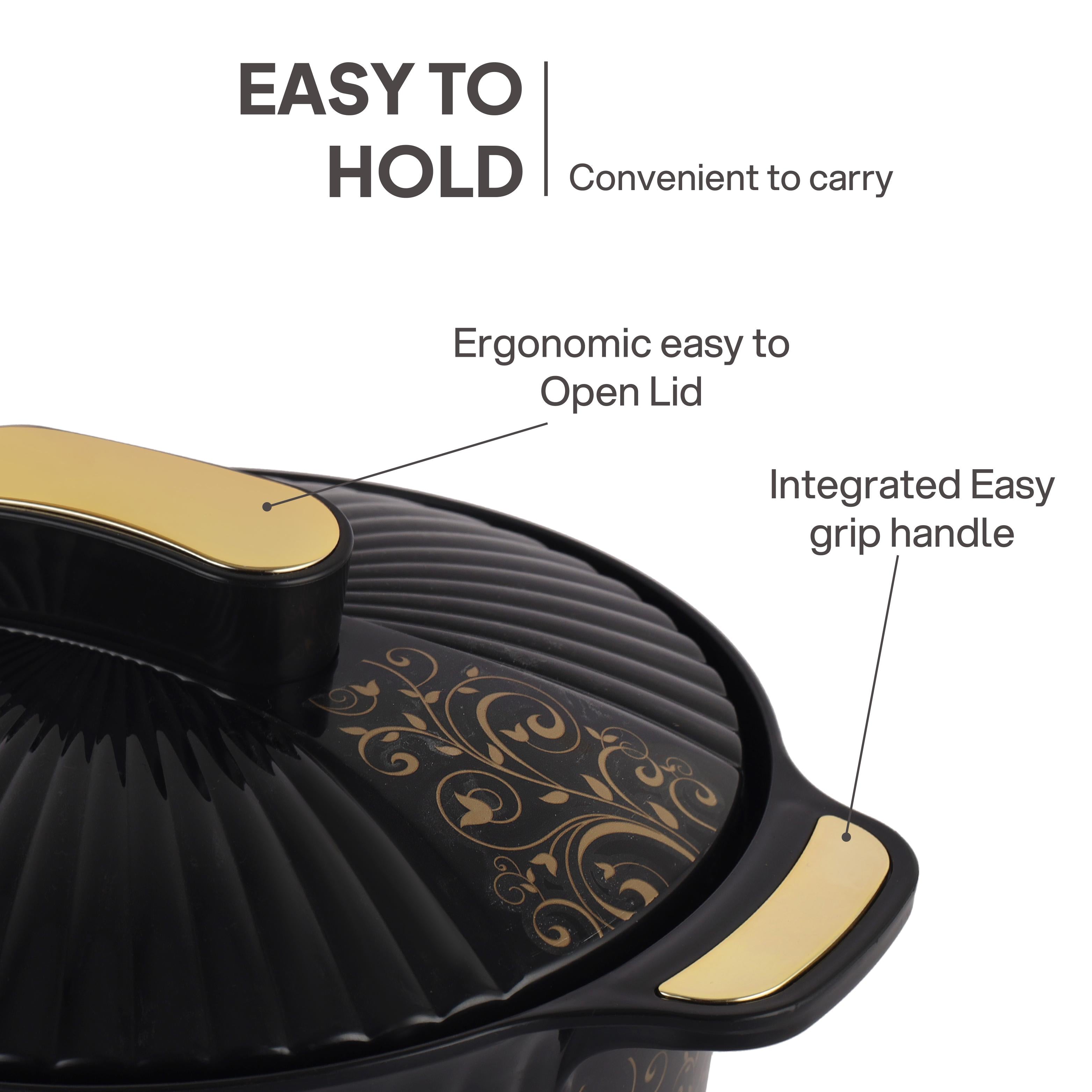 Sonet Insulated Casserole, Set of 3, 500ml+1000ml+1500ml Black / 500ml+1000ml+1500ml