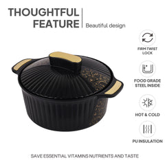 Sonet Insulated Casserole, Set of 3, 500ml+1000ml+1500ml Black / 500ml+1000ml+1500ml