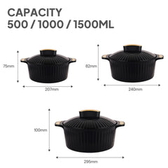 Sonet Insulated Casserole, Set of 3, 500ml+1000ml+1500ml Black / 500ml+1000ml+1500ml