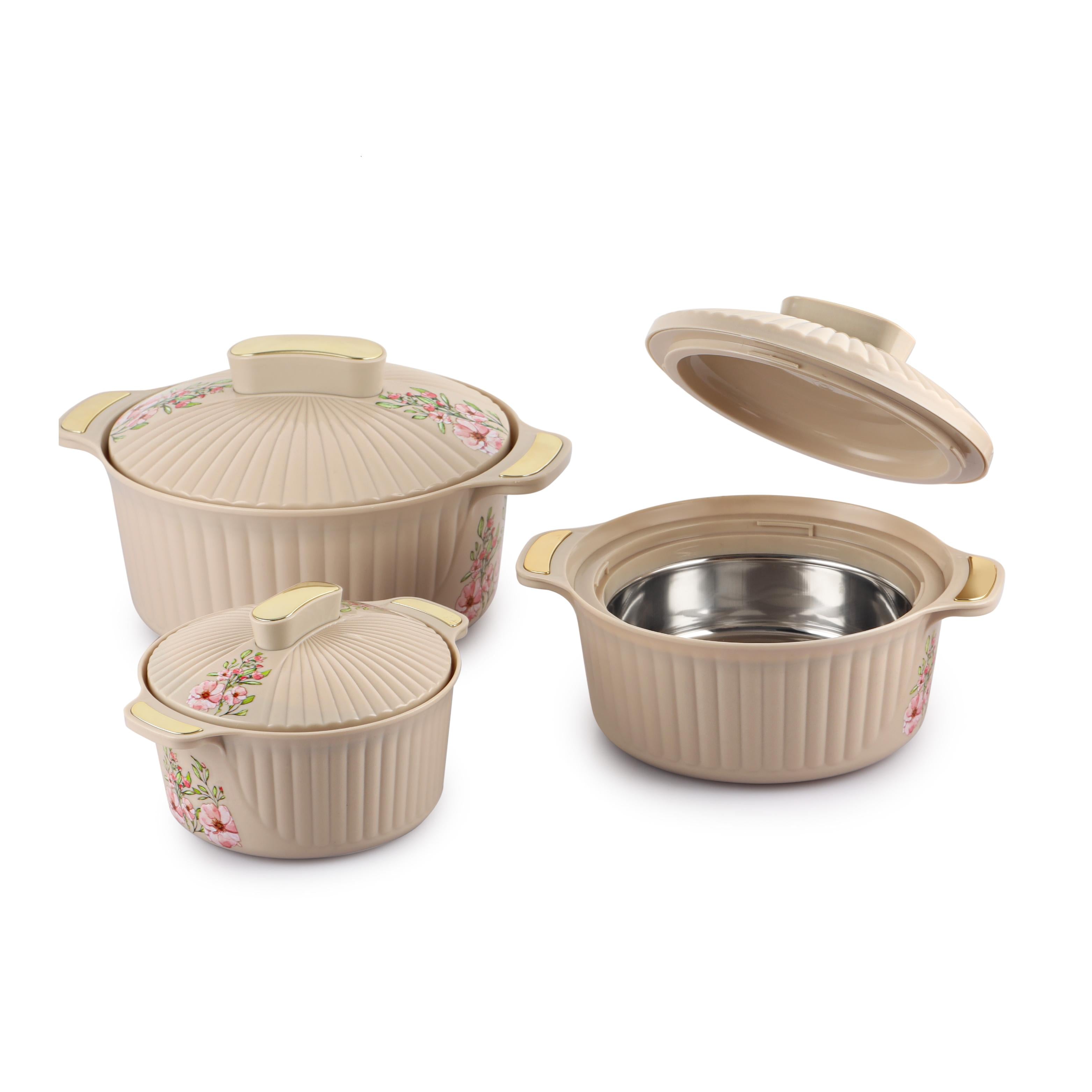 Sonet Insulated Casserole, Set of 3, 500ml+1000ml+1500ml Beige / 500ml+1000ml+1500ml