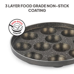 Granitas Appe Patra with Glass Lid 11 Cavity, 25cm