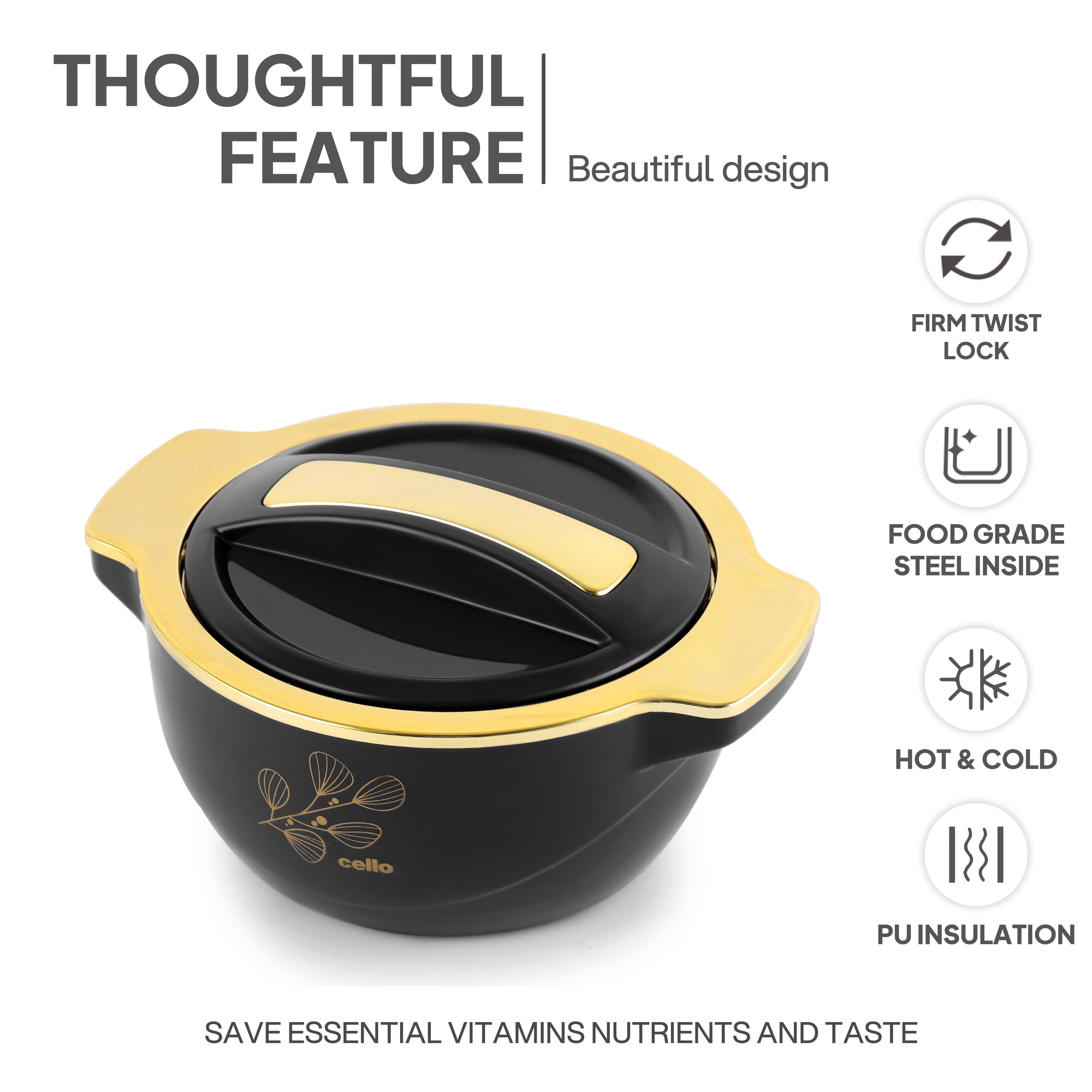 Radiant Insulated Casserole, Set of 3, 500ml+1000ml+1500ml Black / 500ml+1000ml+1500ml