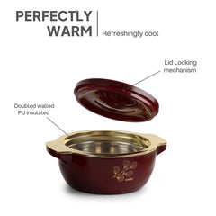 Radiant Insulated Casserole, Set of 3, 500ml+1000ml+1500ml Burgandy / 500ml+1000ml+1500ml