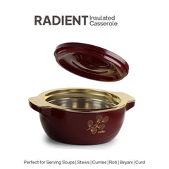 Radiant Insulated Casserole, 1500ml Burgandy / 1500ml