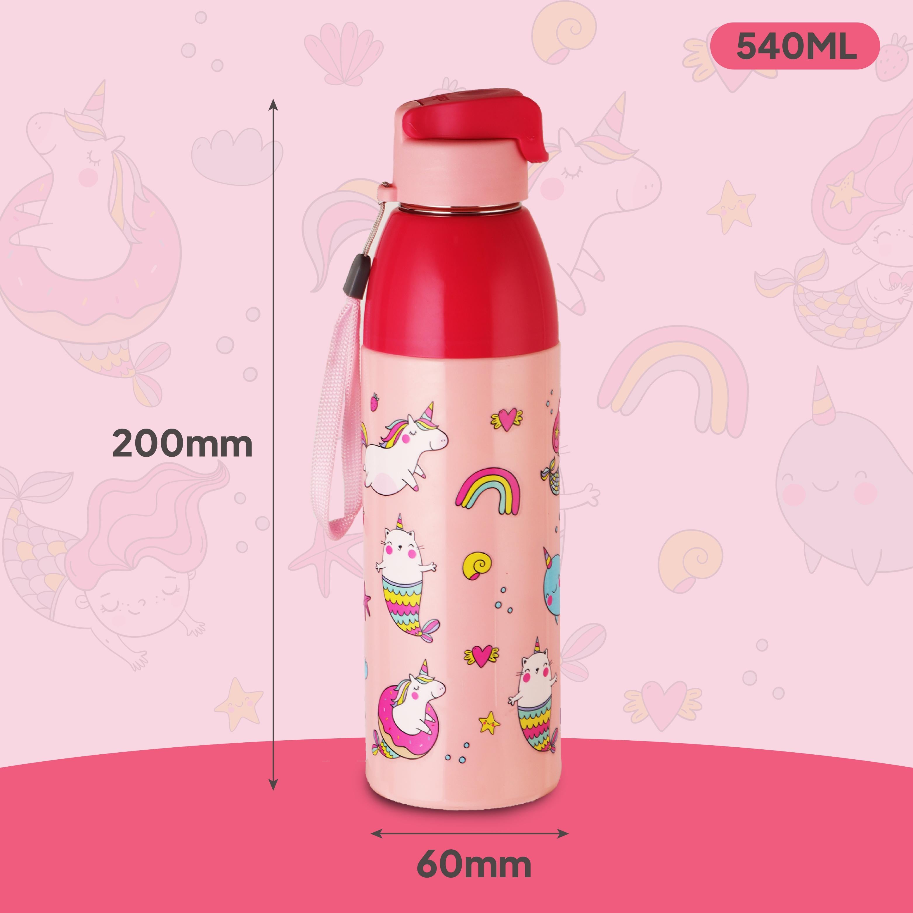 Uranus 3D Design Insulated Kids Water Bottle, 600ml Pink Parade