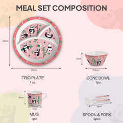 Bamboo Buddies Peach Kids Melamine Meal, Set of 5 Trioplate