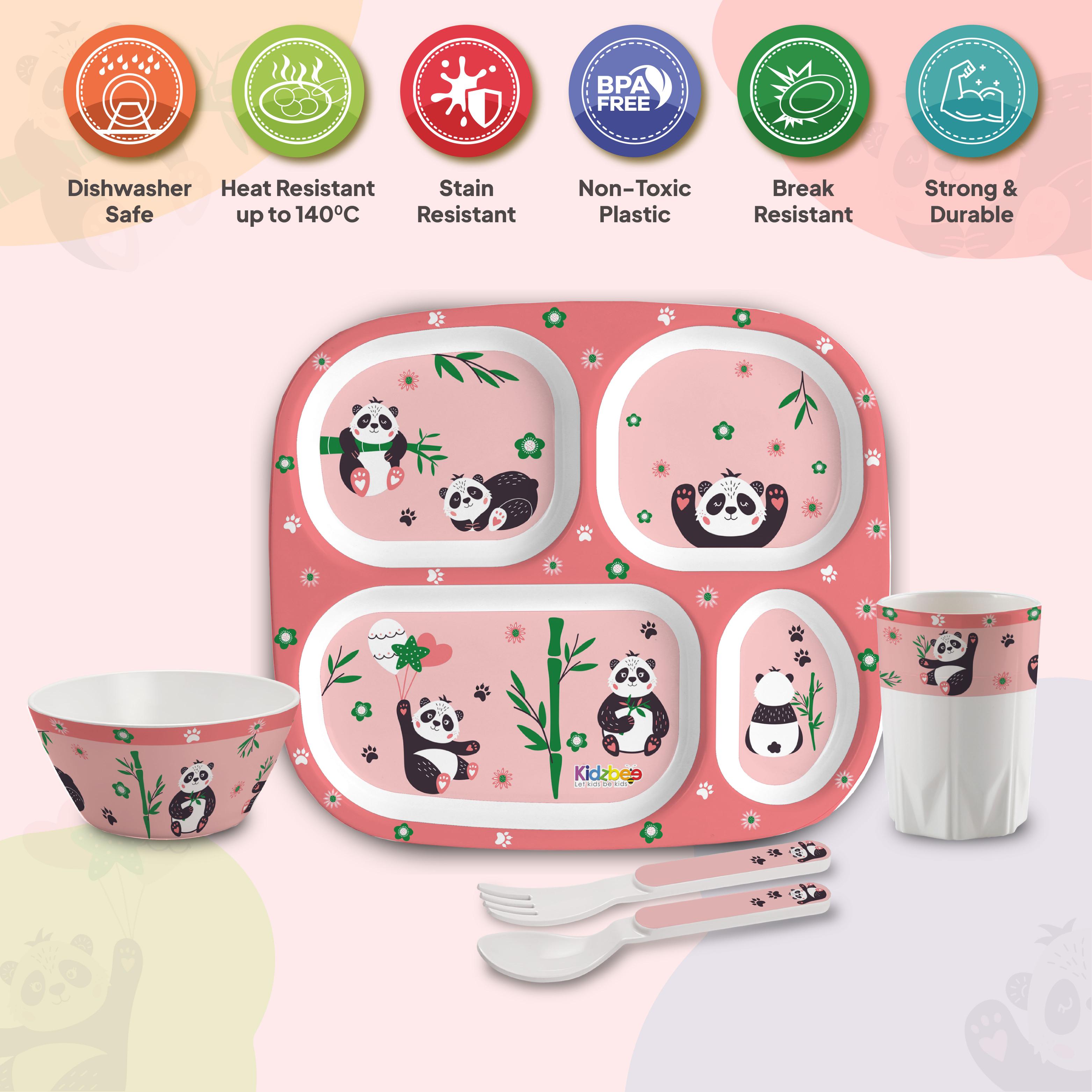 Bamboo Buddies Peach Kids Melamine Meal, Set of 5 Quadmeal