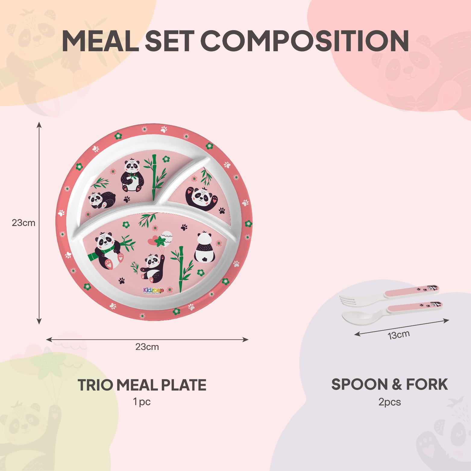 Bamboo Buddies Kids Melamine Meal, Set of 3 Trioplate