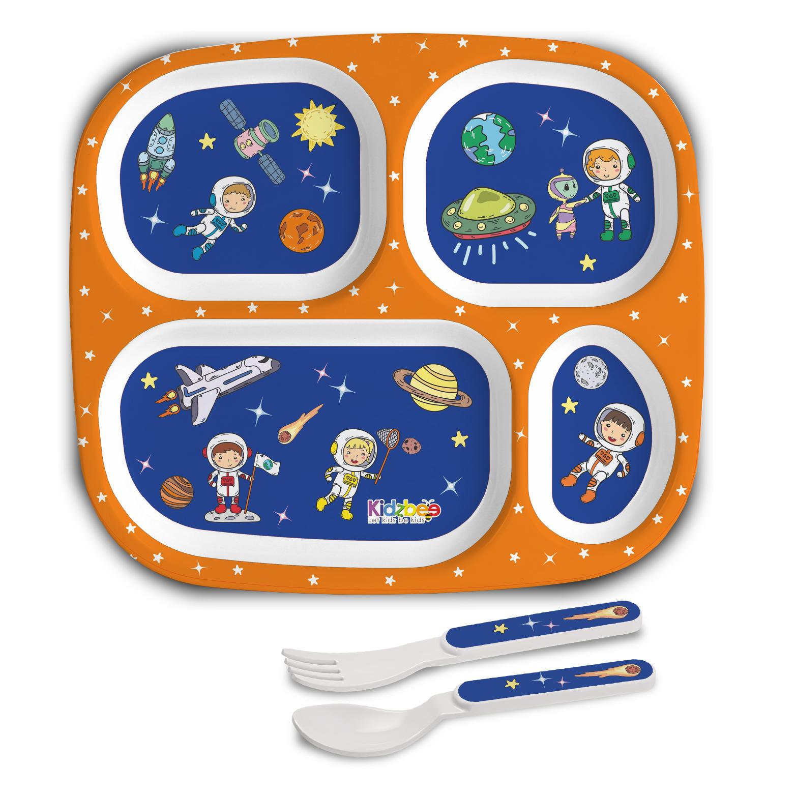 Cosmic Explorer Blue Kids Melamine Meal, Set of 3 Quadmeal