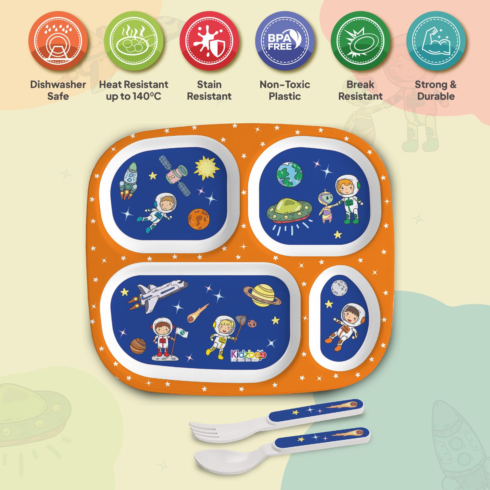 Cosmic Explorer Blue Kids Melamine Meal, Set of 3 Quadmeal