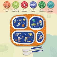 Cosmic Explorer Blue Kids Melamine Meal, Set of 3 Quadmeal