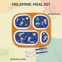 Cosmic Explorer Blue Kids Melamine Meal, Set of 3 Quadmeal