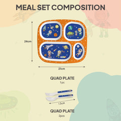 Cosmic Explorer Blue Kids Melamine Meal, Set of 3 Quadmeal