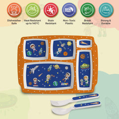 Cosmic Explorer Blue Kids Melamine Meal, Set of 3 Pentameal