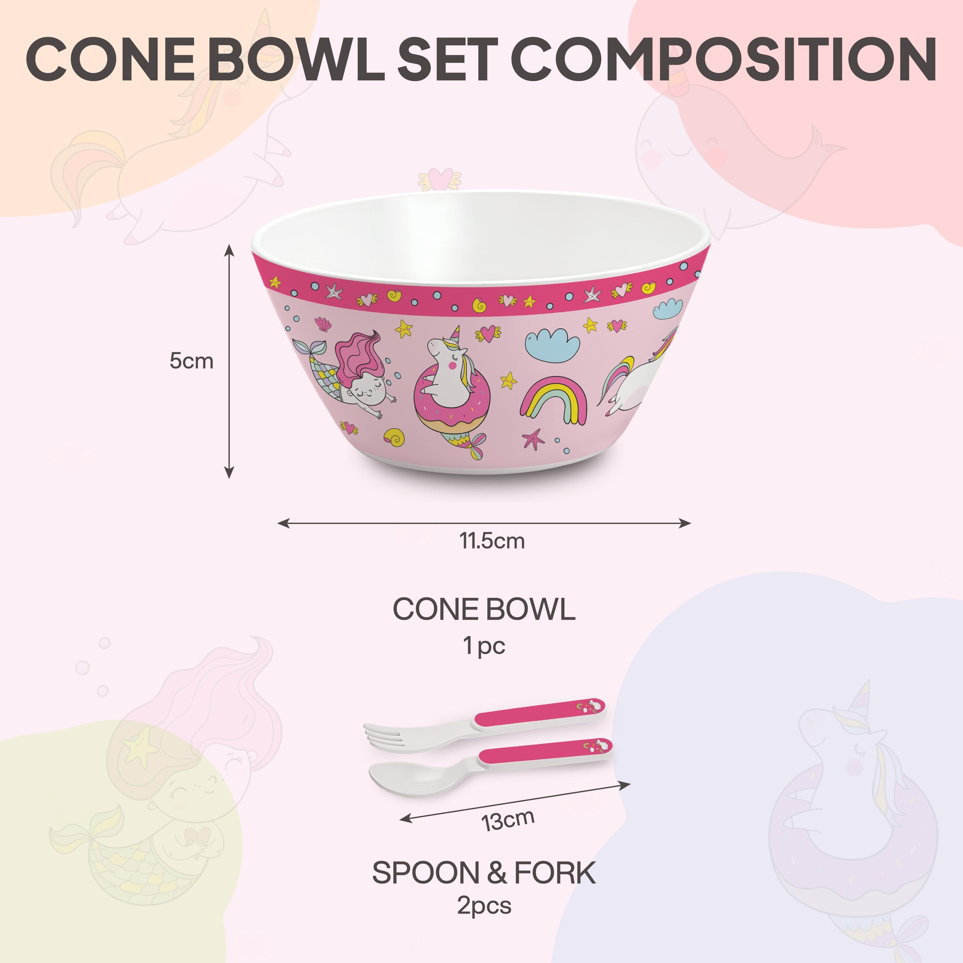 Cone Kids Melamine Bowl, Set of 3 Pink Parade