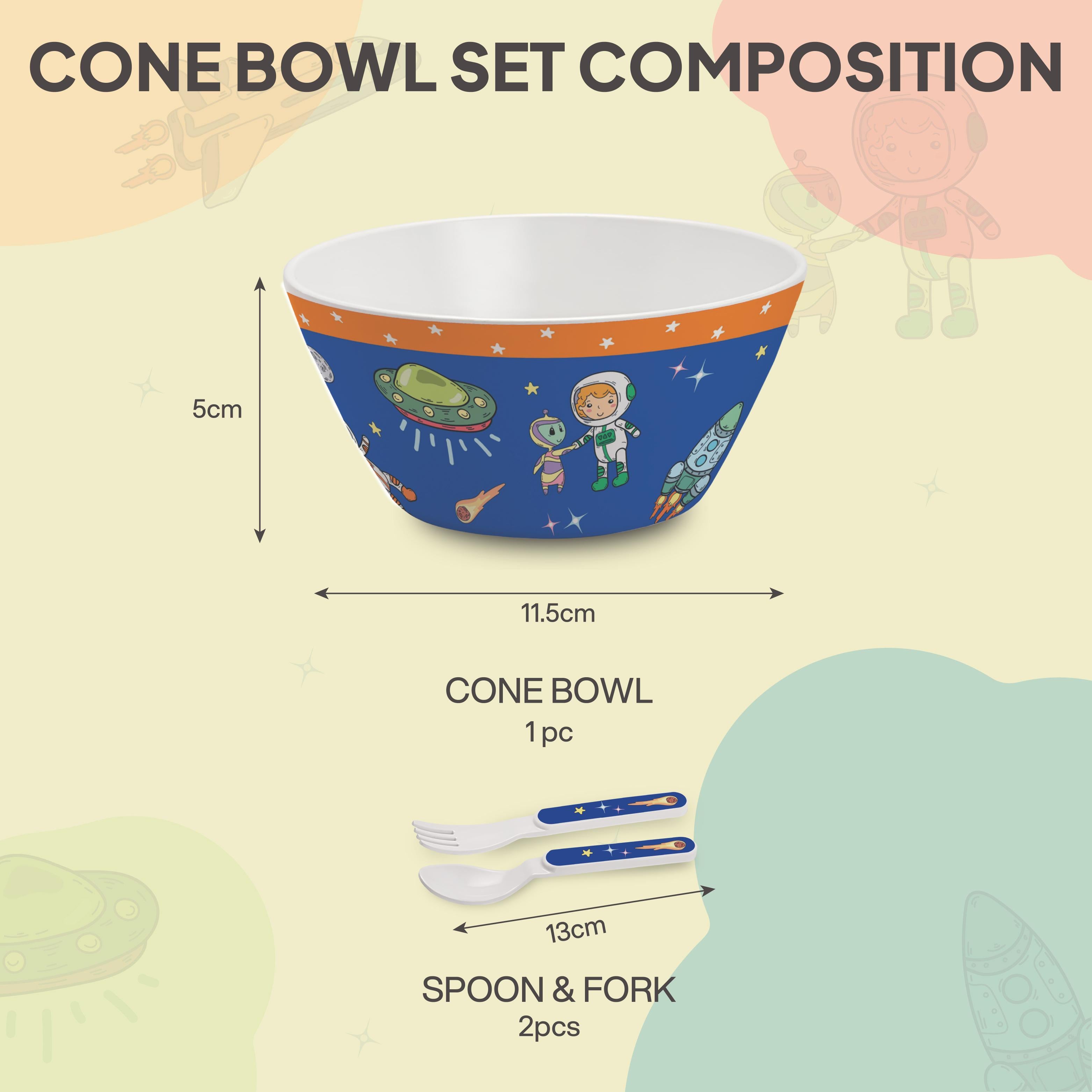 Cone Kids Melamine Bowl, Set of 3 Cosmic Explorer