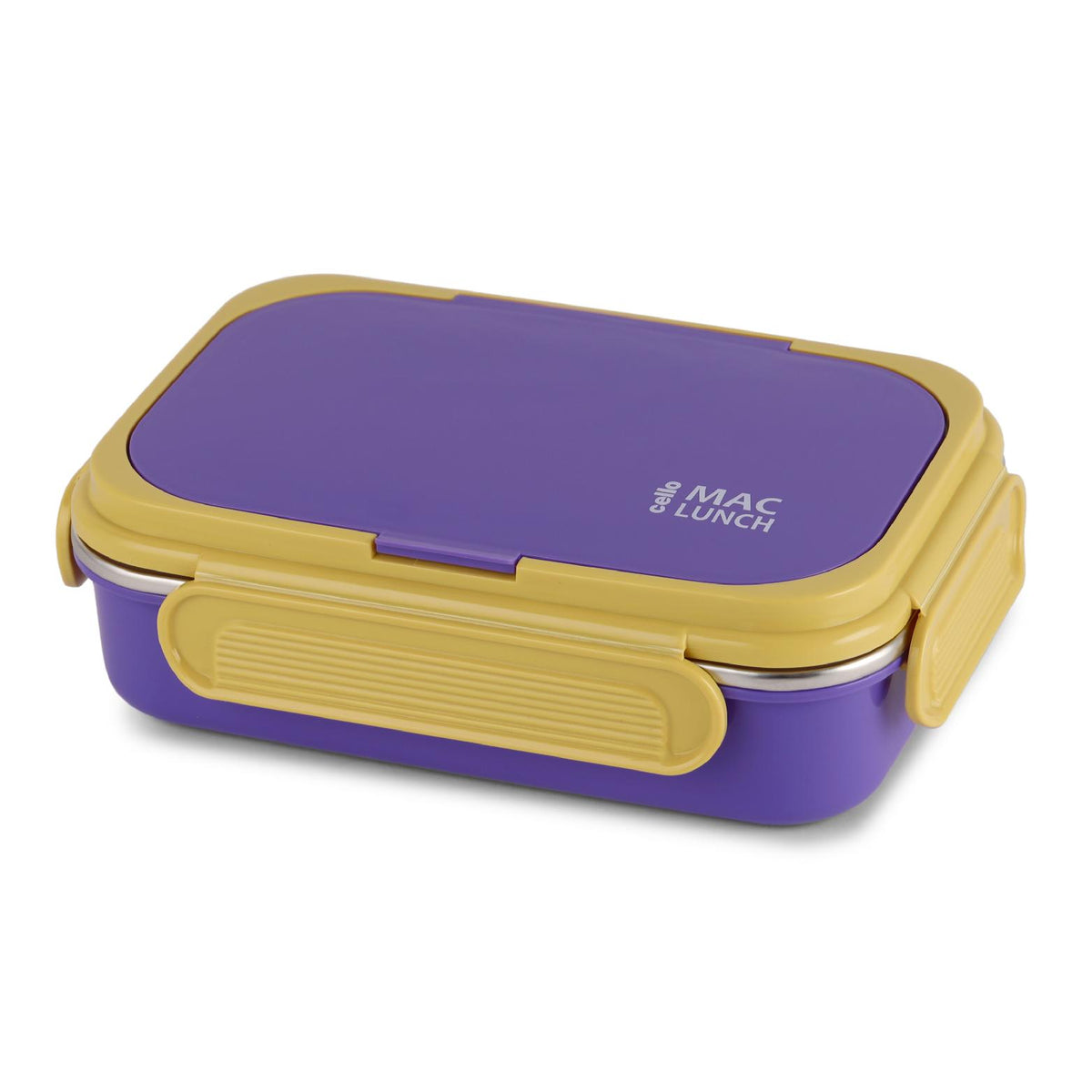 Mac Insulated Inner Steel Lunch Box with Fork and Spoon Purple