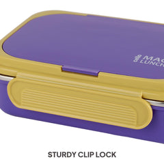 Mac Insulated Inner Steel Lunch Box with Fork and Spoon Purple