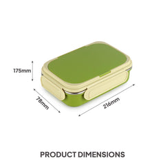 Mac Insulated Inner Steel Lunch Box with Fork and Spoon Green