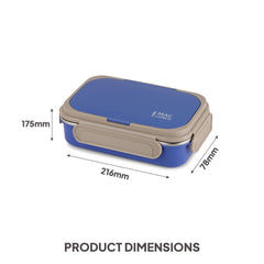 Mac Insulated Inner Steel Lunch Box with Fork and Spoon Blue