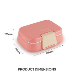 Pioneer Insulated Inner Steel Lunch Box with Fork and Spoon Pink