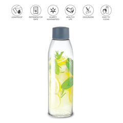 Hydra Glass Bottle 900ml Grey