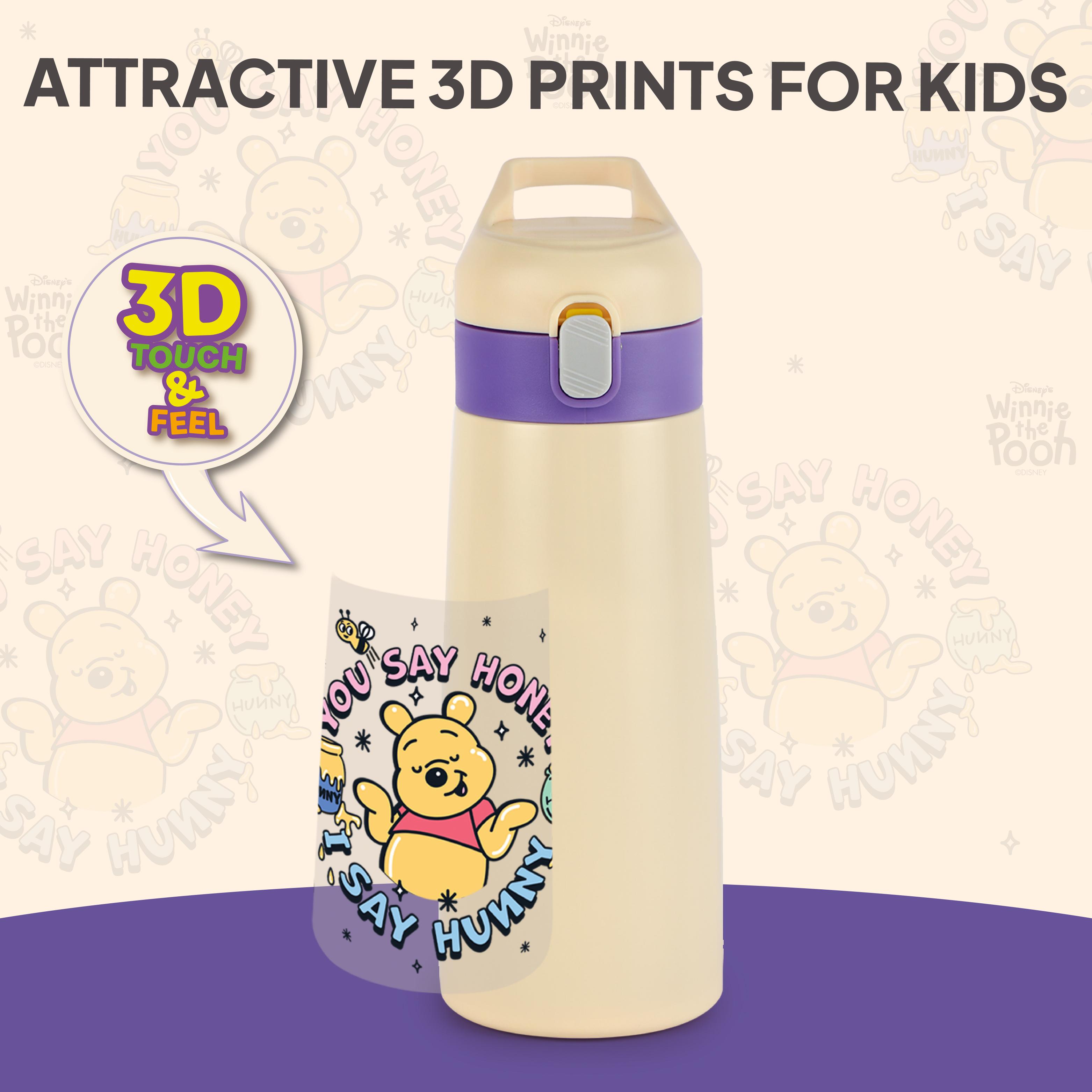 Gulp 3D Touch & Feel One Click Push Thermosteel Flask, 490 ml Hunny Bear