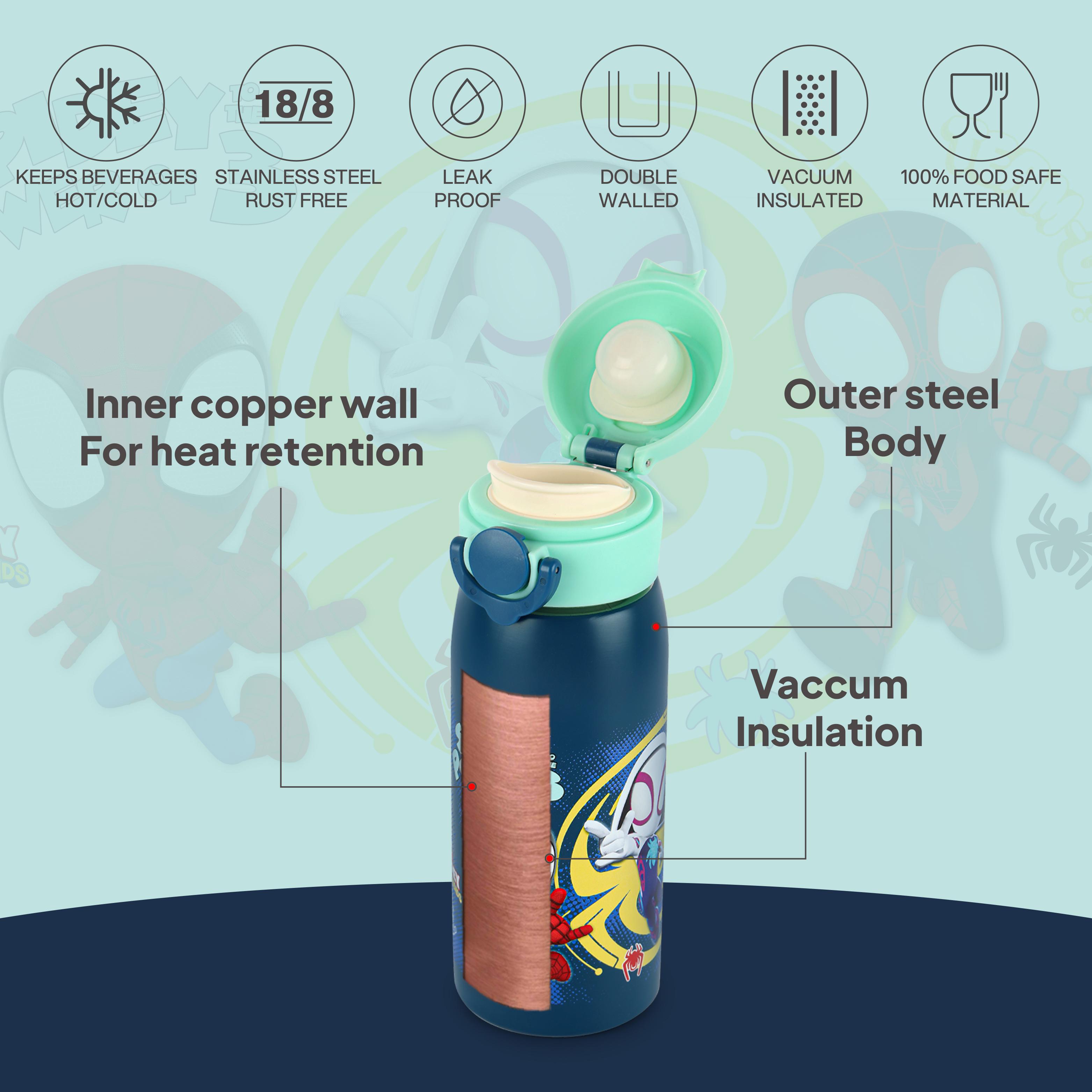 Giggle 3D Touch & Feel Sipper Thermosteel Flask, 380 ml Web Warriors