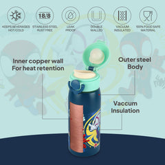 Giggle 3D Touch & Feel Sipper Thermosteel Flask, 380 ml Web Warriors