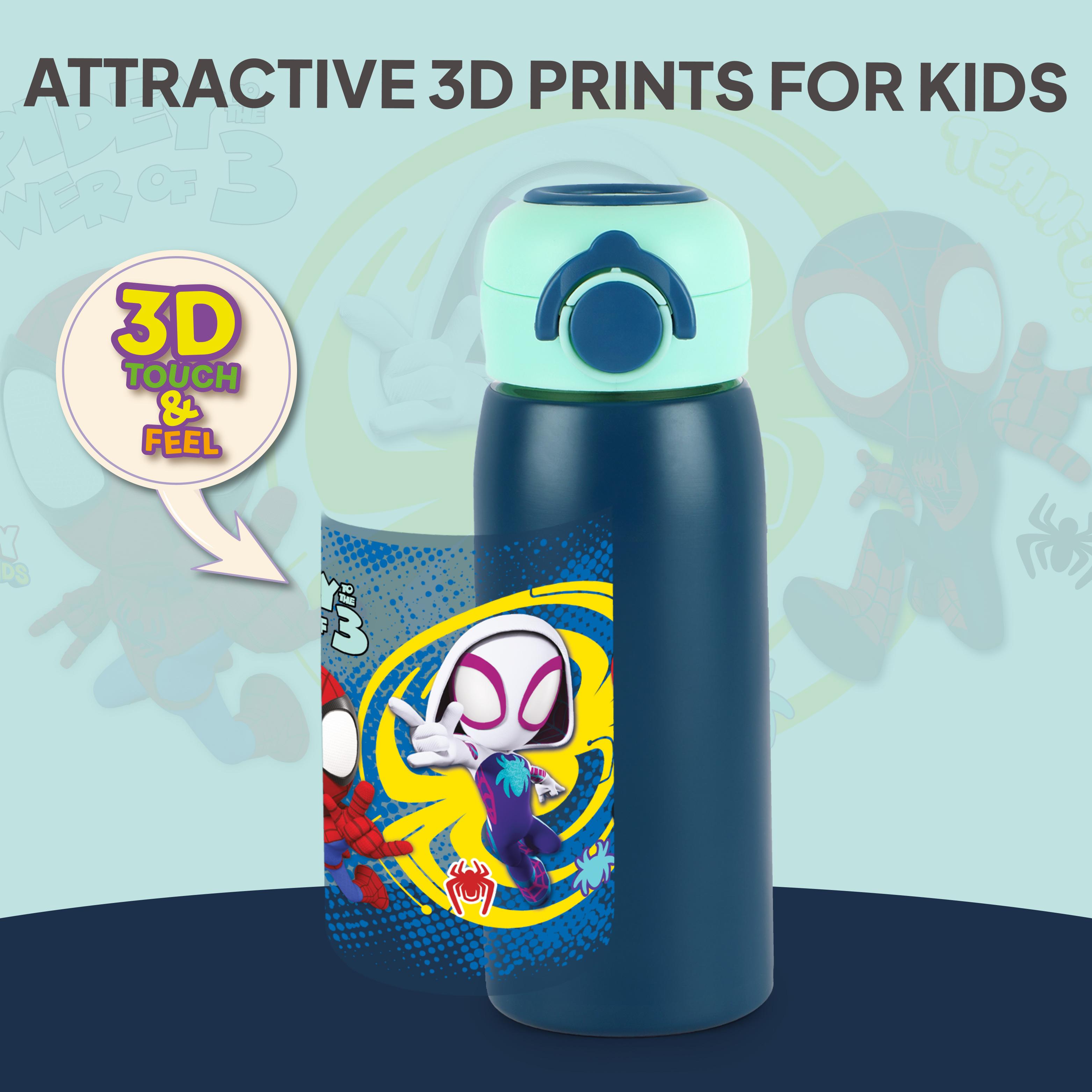 Giggle 3D Touch & Feel Sipper Thermosteel Flask, 380 ml Web Warriors