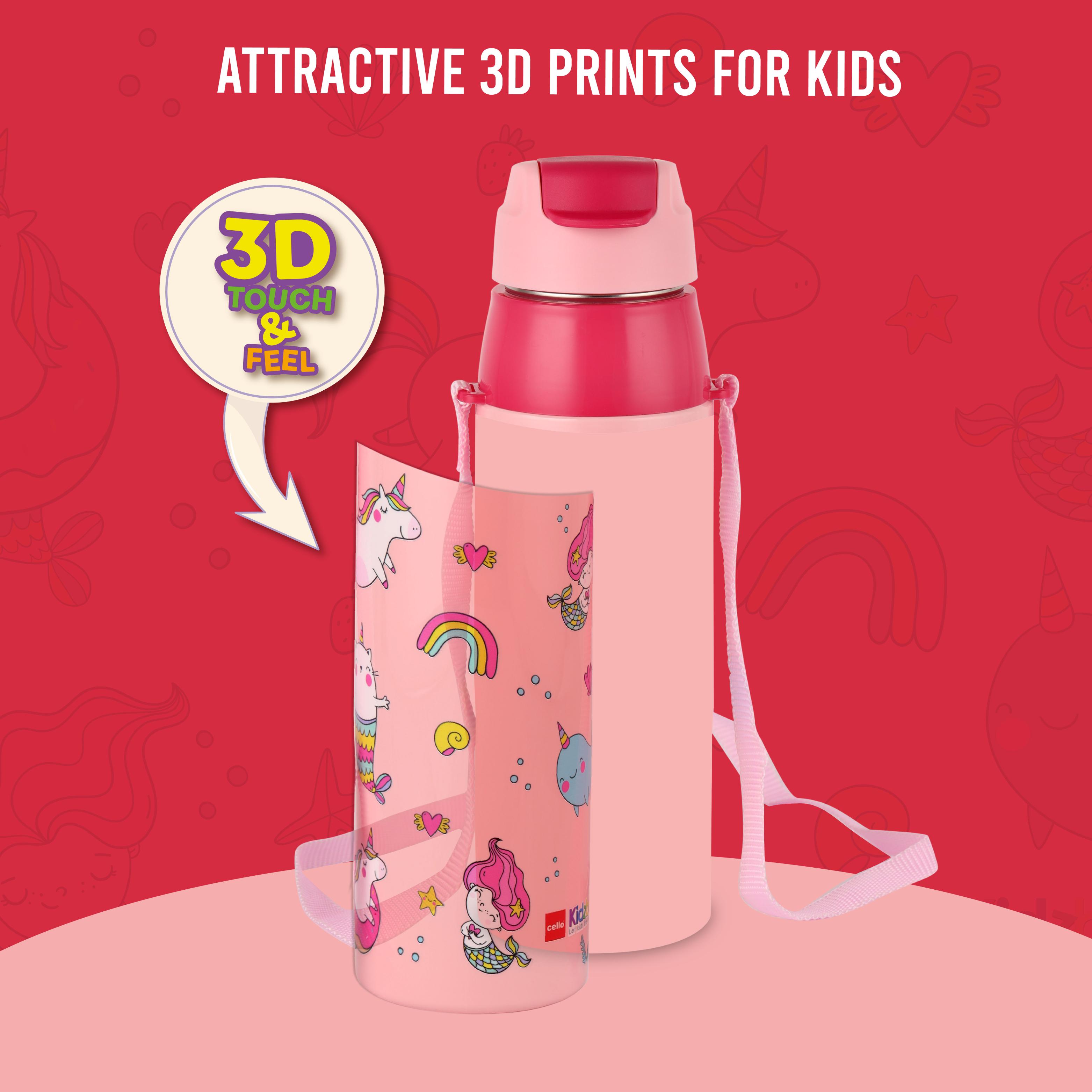 Era 3D Design Insulated Kids Water Bottle, 520ml Pink Parade