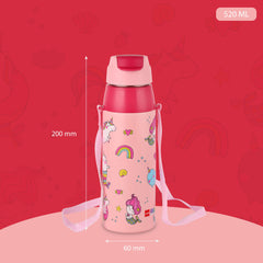 Era 3D Design Insulated Kids Water Bottle, 520ml Pink Parade