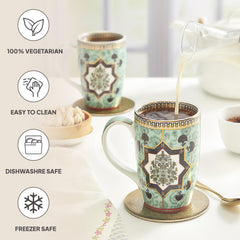 Buta Green Mug, Mirage Series, Set of 2