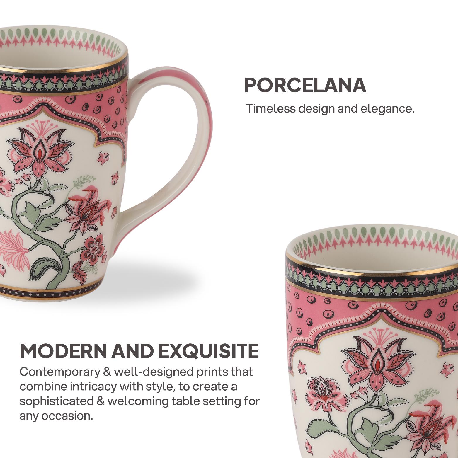 Chitrakala White Mug, Mirage Series, Set of 2