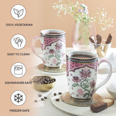 Chitrakala White Mug, Mirage Series, Set of 2