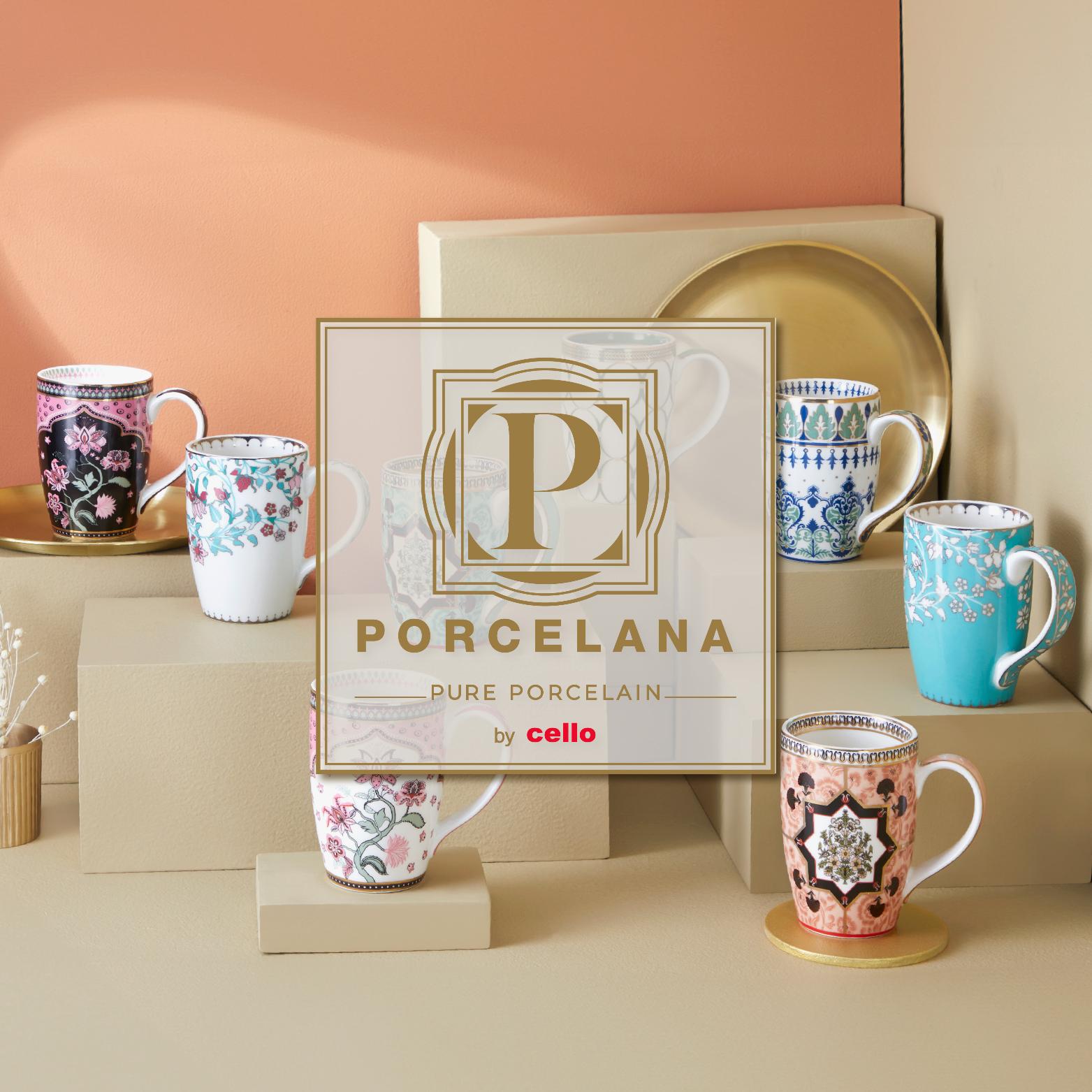 Chitrakala White Mug, Mirage Series, Set of 2