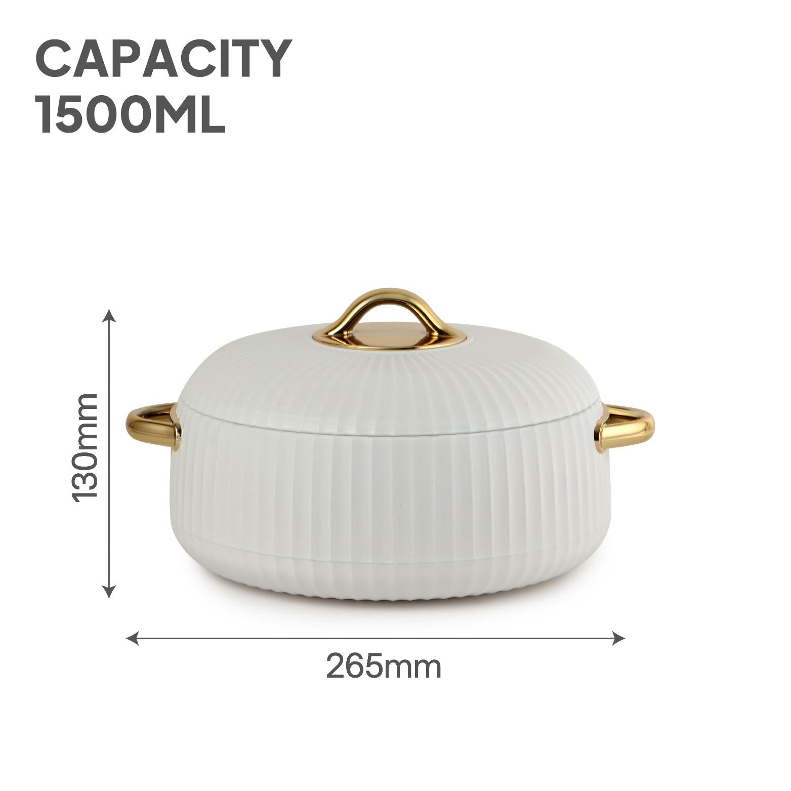 Aurum Insulated Casserole, 1500ml White / 1500ml