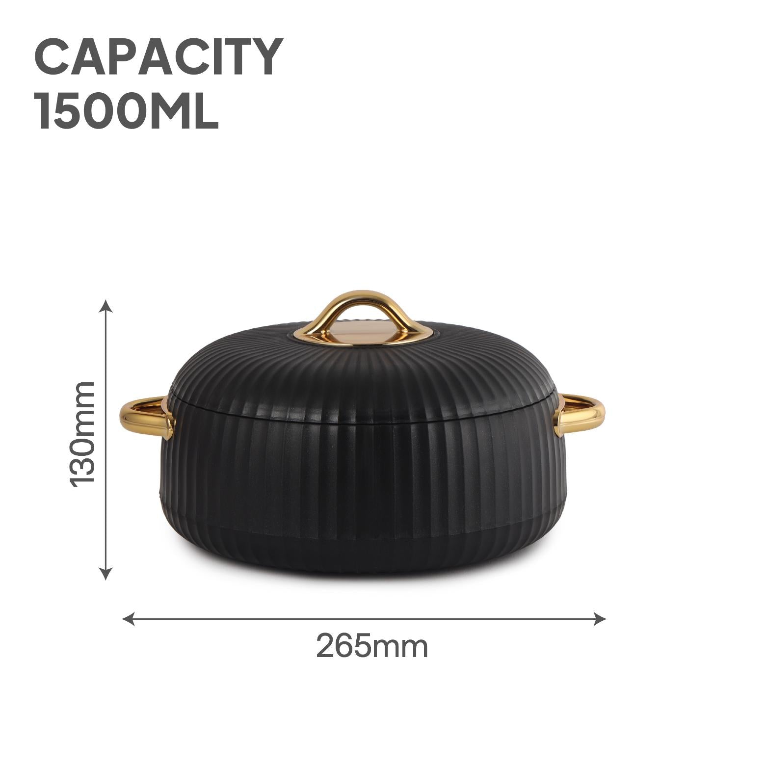 Aurum Insulated Casserole, 1500ml Black / 1500ml
