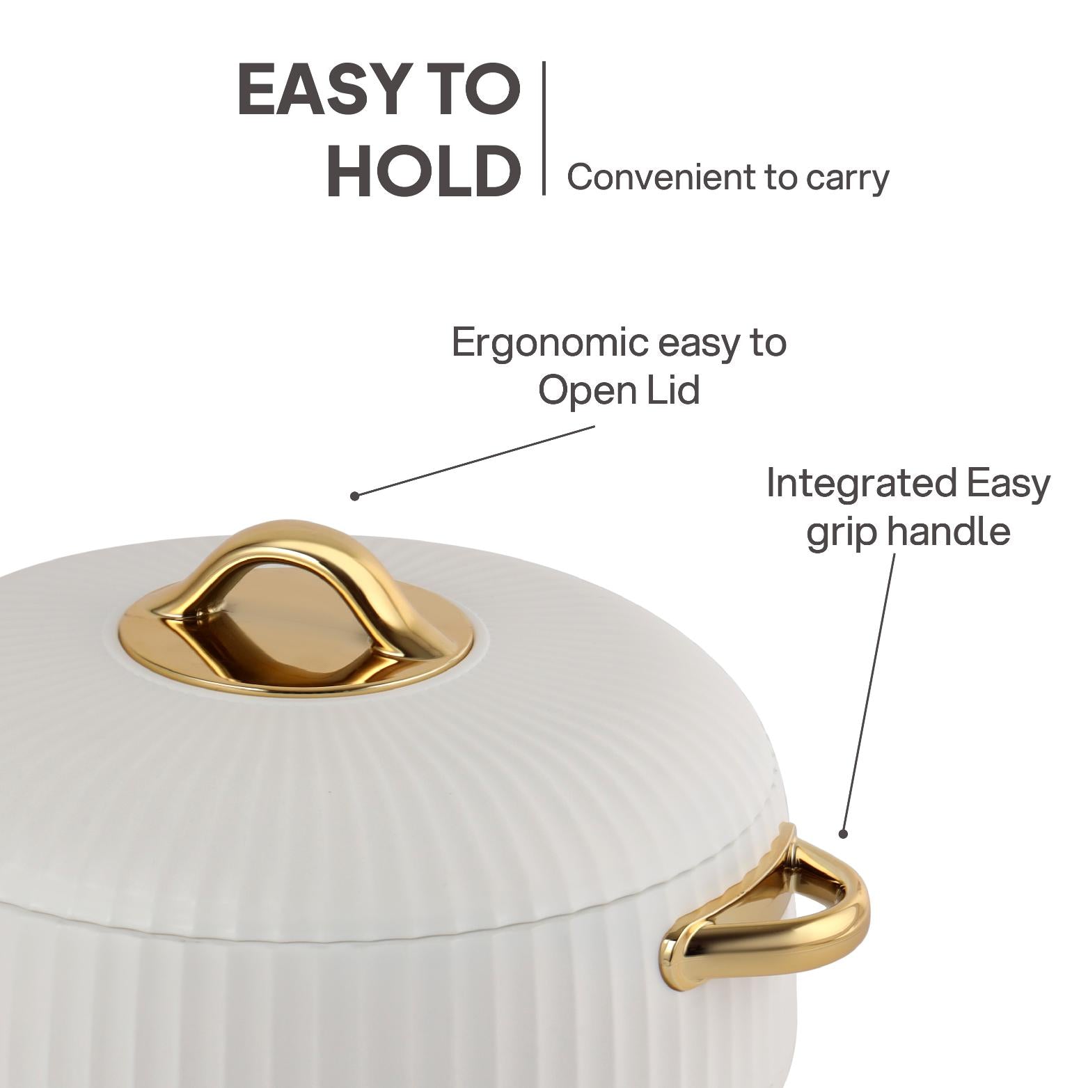 Aurum Insulated Casserole, Set of 3, 1000ml+1000ml+1500ml White / 1000ml+1000ml+1500ml