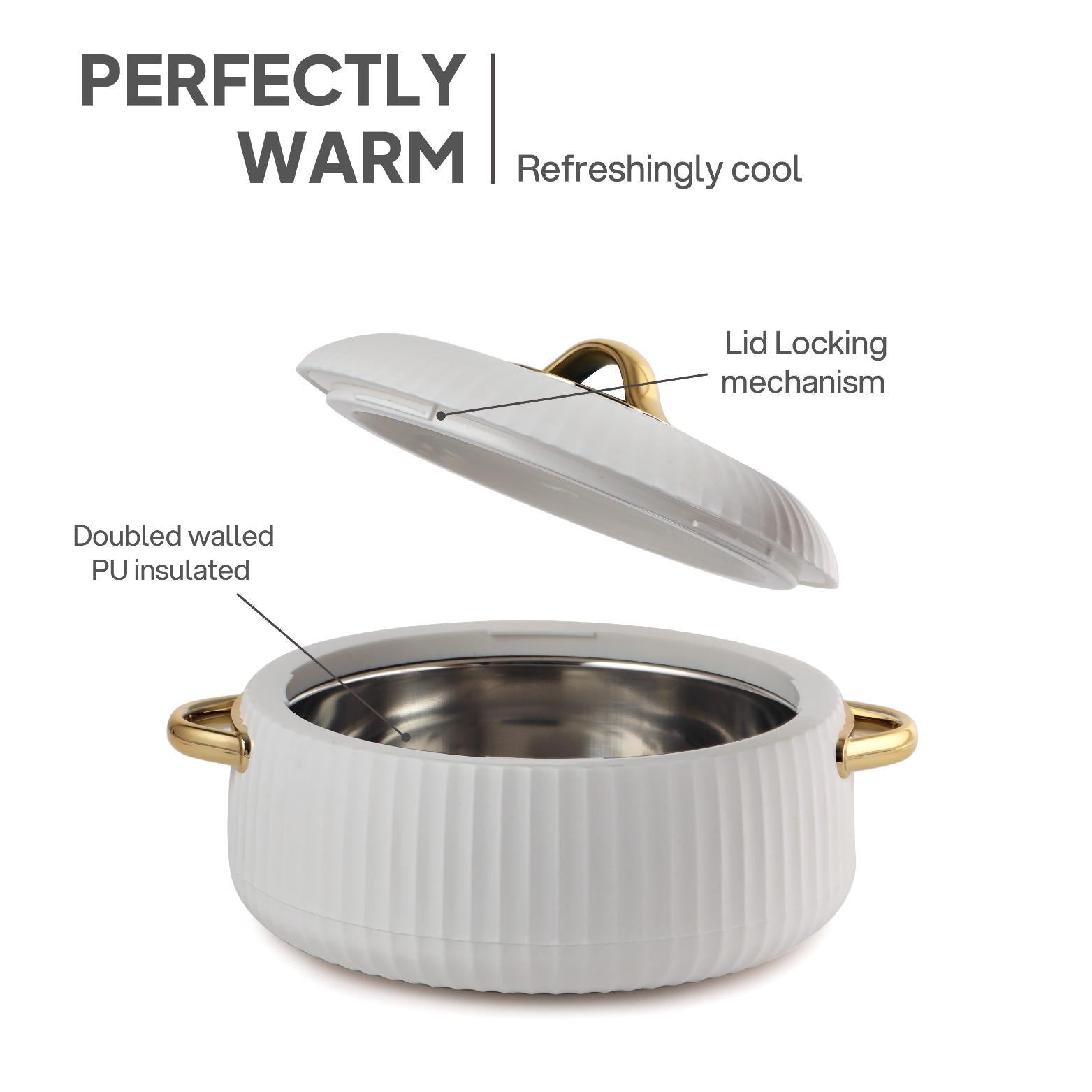 Aurum Insulated Casserole, Set of 3, 1000ml+1000ml+1500ml White / 1000ml+1000ml+1500ml
