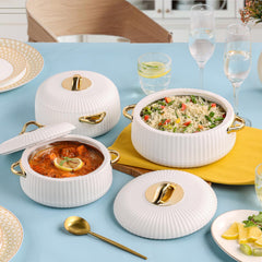 Aurum Insulated Casserole, Set of 3, 1000ml+1000ml+1500ml White / 1000ml+1000ml+1500ml