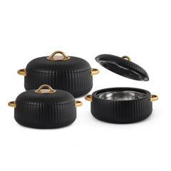Aurum Insulated Casserole, Set of 3, 1000ml+1000ml+1500ml Black / 1000ml+1000ml+1500ml
