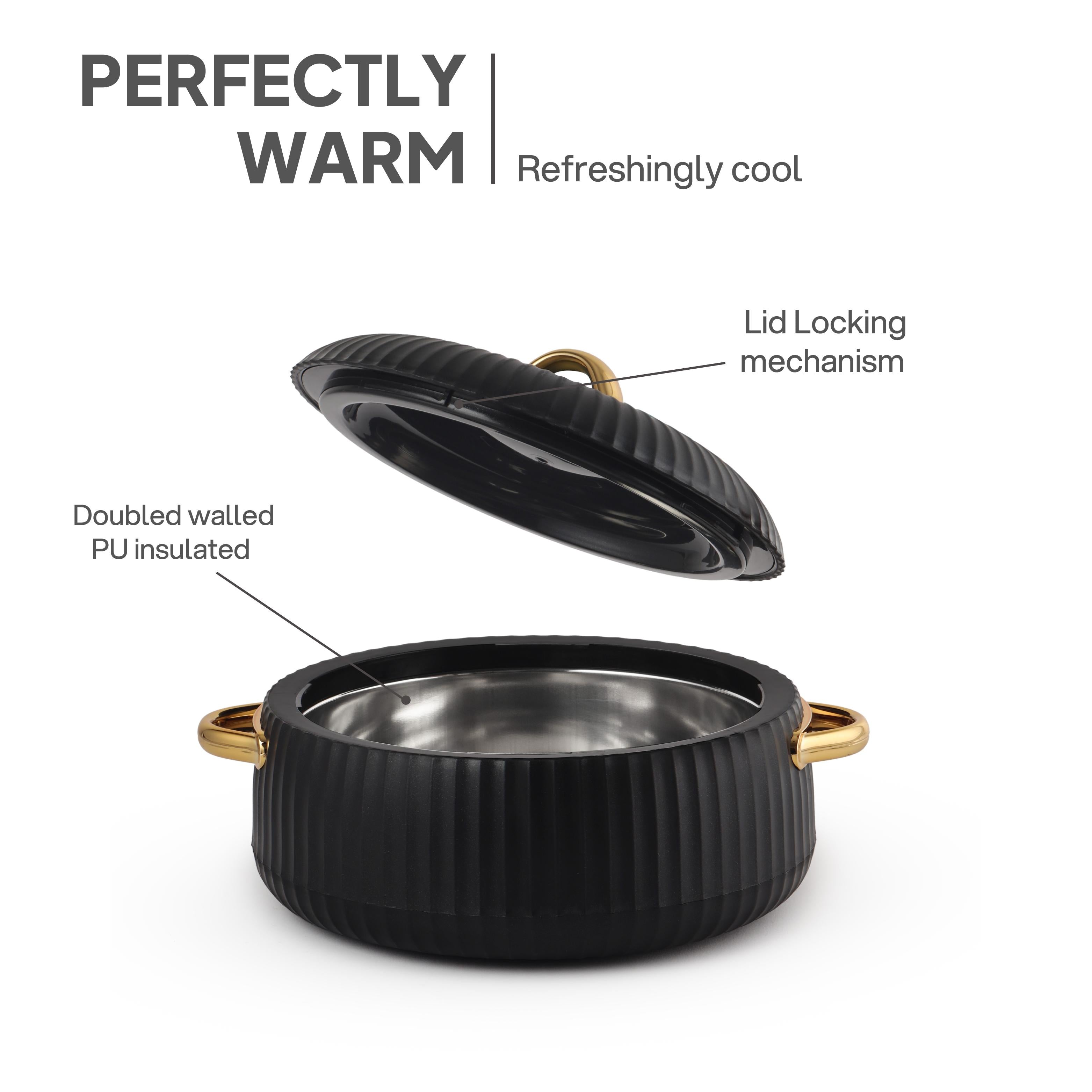 Aurum Insulated Casserole, Set of 3, 1000ml+1000ml+1500ml Black / 1000ml+1000ml+1500ml