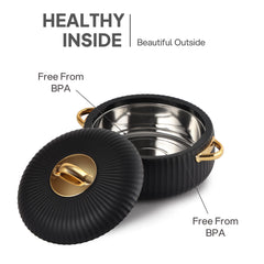 Aurum Insulated Casserole, Set of 3, 1000ml+1000ml+1500ml Black / 1000ml+1000ml+1500ml