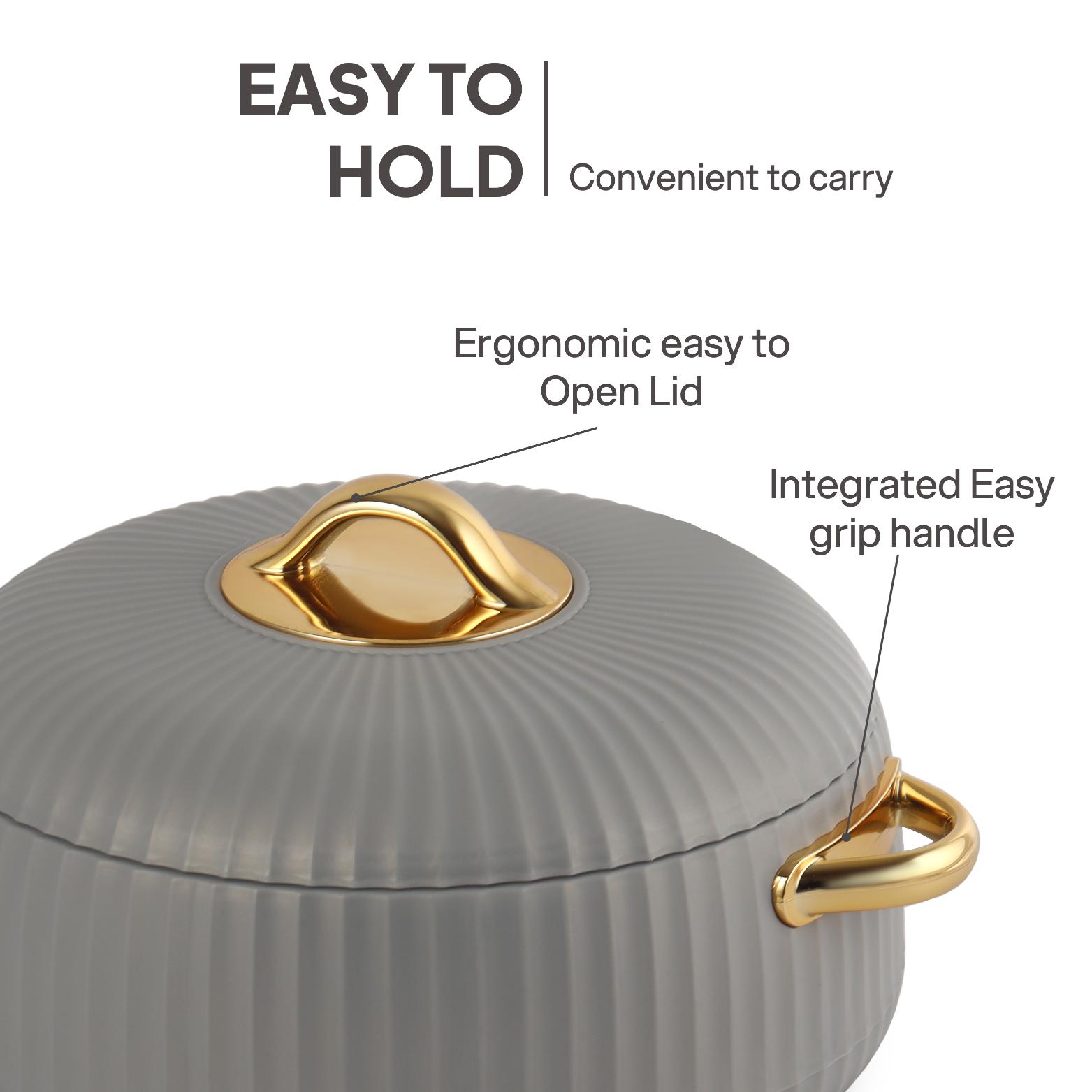 Aurum Insulated Casserole, Set of 3, 1000ml+1000ml+1500ml Grey / 1000ml+1000ml+1500ml