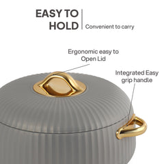 Aurum Insulated Casserole, Set of 3, 1000ml+1000ml+1500ml Grey / 1000ml+1000ml+1500ml