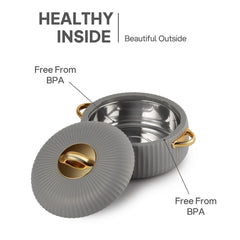 Aurum Insulated Casserole, Set of 3, 1000ml+1000ml+1500ml Grey / 1000ml+1000ml+1500ml