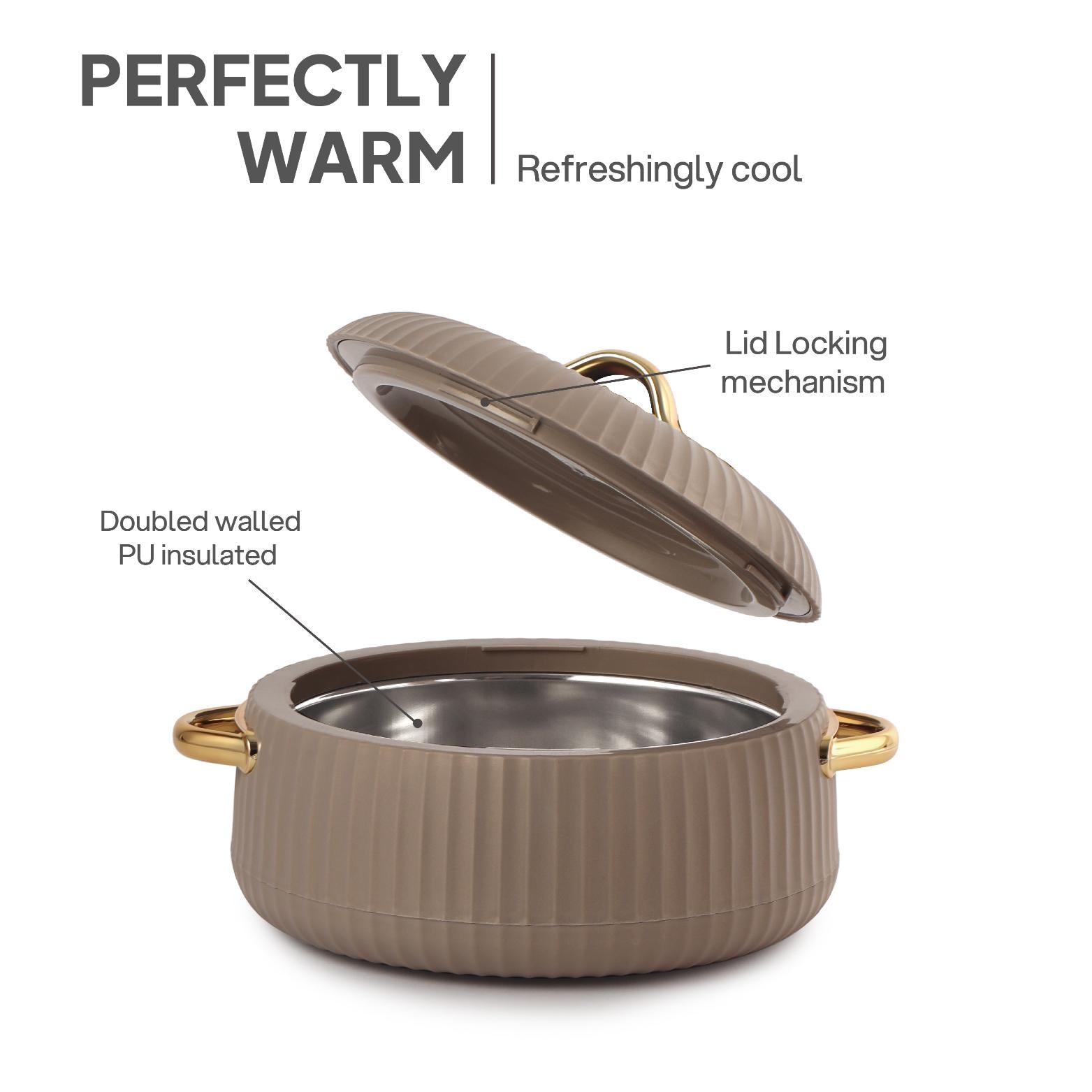 Aurum Insulated Casserole, Set of 3, 1000ml+1000ml+1500ml Brown / 1000ml+1000ml+1500ml